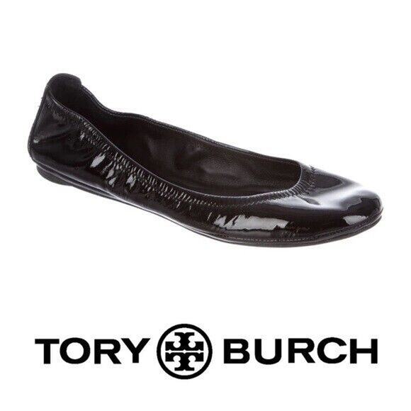 TORY BURCH Eddie Ballet Flat Black Patent Leather Slip On Round Toe Soft… - Picture 1 of 10